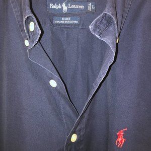 Ralph Lauren Blake navy blue long sleeve button shirt for men. Large
